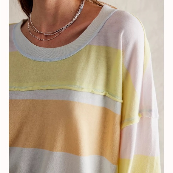 Free People X We The Free Sundae Funday Long Sleeve Tee Pullover Pastel Combo - Picture 7 of 12